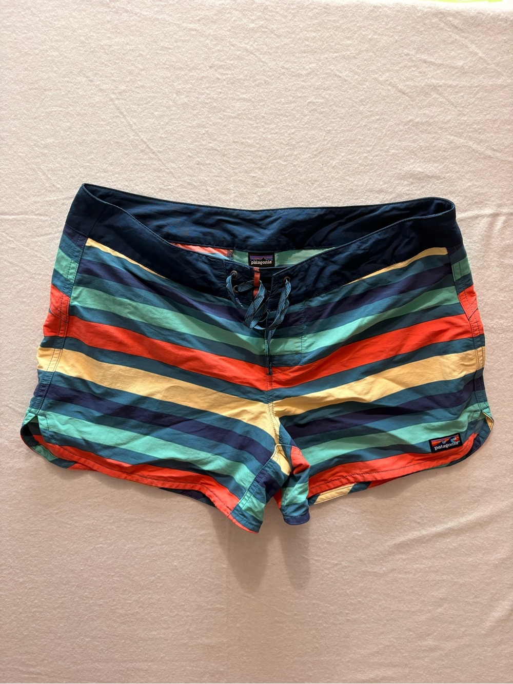 Patagonia Women’s Striped Swim Shorts - Navy, Teal, Red, Yellow